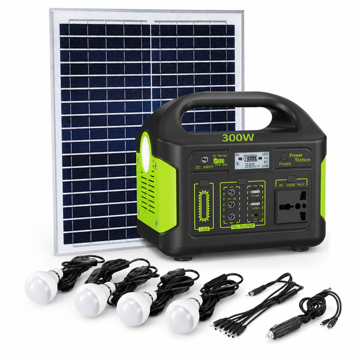 Générateur Solaire Hybride 300W Rechargeable par Soleil et Courant – Batterie Lithium Longue Durée