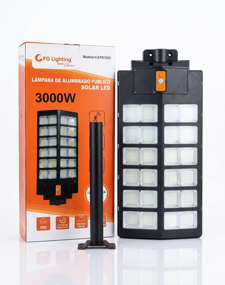 Lampadaire Solaire LED 3000W - Éclairage Public Extérieur Haute Puissance IP65 - GFG Lighting
