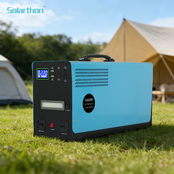 Générateur Solaire Hybride 1500W Rechargeable par Soleil et Courant – Batterie Lithium Haute Autonomie