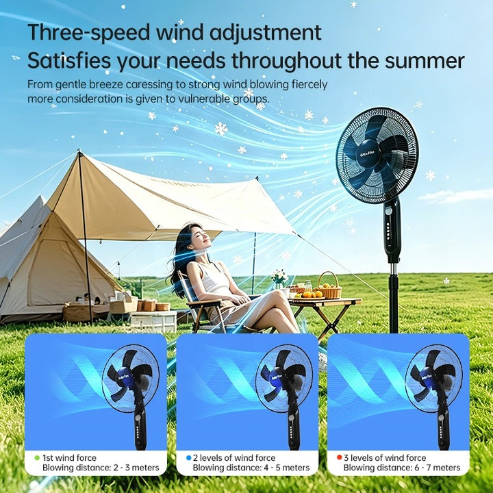 Ventilateur de sol solaire moderne avec commande par interrupteur, 3 vitesses, oscillant, économe en énergie et facile à installer