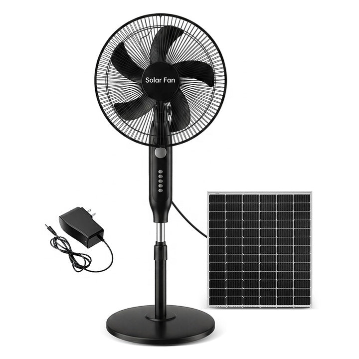 Ventilateur de sol solaire moderne avec commande par interrupteur, 3 vitesses, oscillant, économe en énergie et facile à installer
