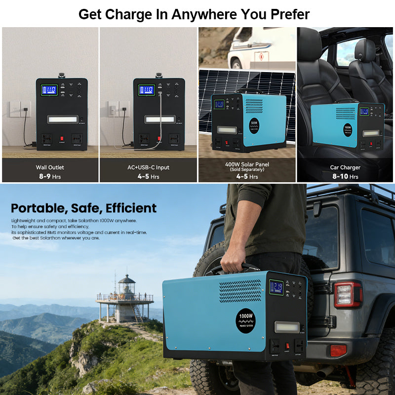 Générateur Solaire Hybride 1500W Rechargeable par Soleil et Courant – Batterie Lithium Haute Autonomie
