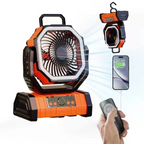 Ventilateur de camping rechargeable avec lanterne LED et télécommande, ventilateur de tente portable 3-en-1, équipement de refroidissement