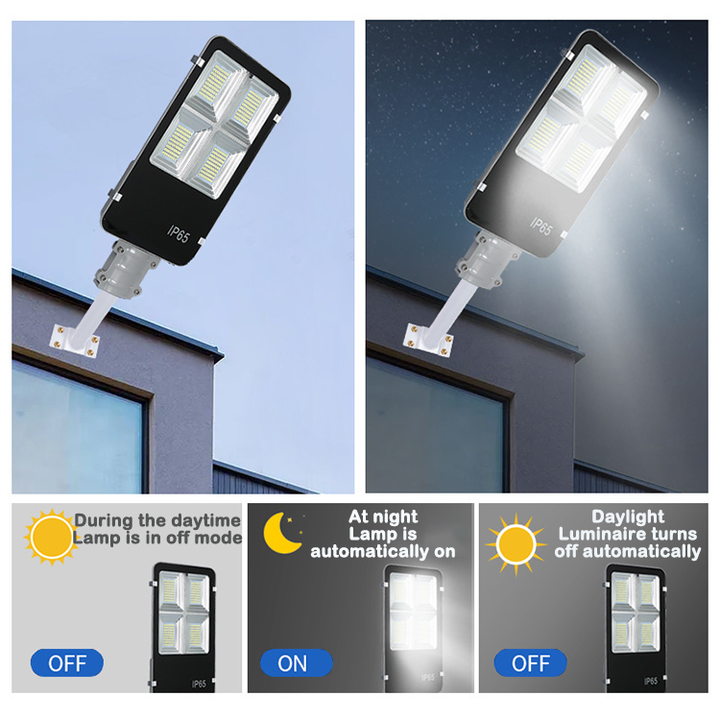 Lampadaire solaire LED en Aluminium avec télécommande 100w 200w 300w 400W 500W IP65, lampadaire fendu étanche avec poteau