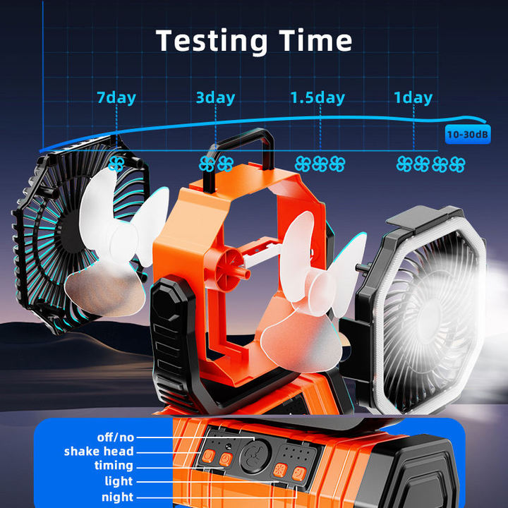 Ventilateur de camping rechargeable avec lanterne LED et télécommande, ventilateur de tente portable 3-en-1, équipement de refroidissement