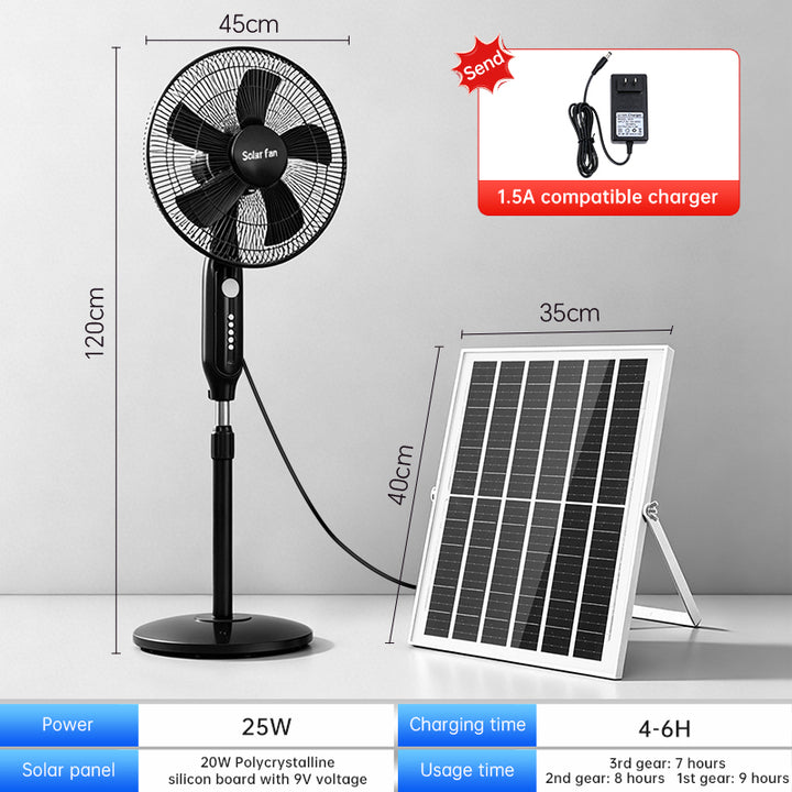 Ventilateur de sol solaire moderne avec commande par interrupteur, 3 vitesses, oscillant, économe en énergie et facile à installer