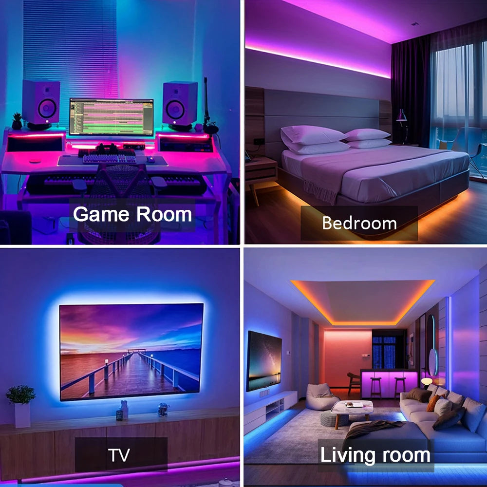 Bande lumineuse LED RVB flexible, 5m, 10m, 20m, 30m, ruban lumineux pour chambre à coucher, décoration de chambre