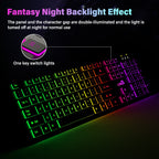 Clavier de jeu pour ordinateur, rétroéclairé RGB, silencieux, filaire, USB, pour bureau et maison, russe, français, espagnol, allemand, arabe, anglais