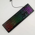 Clavier de jeu pour ordinateur, rétroéclairé RGB, silencieux, filaire, USB, pour bureau et maison, russe, français, espagnol, allemand, arabe, anglais