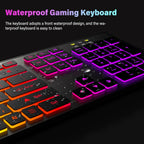 Clavier de jeu pour ordinateur, rétroéclairé RGB, silencieux, filaire, USB, pour bureau et maison, russe, français, espagnol, allemand, arabe, anglais