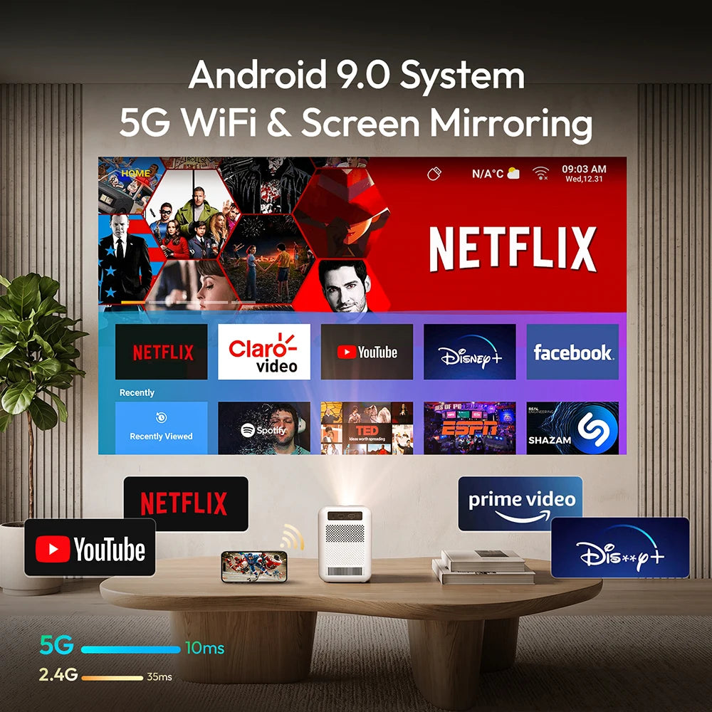BYINTEK LOVE U4 Mini projecteur de cinéma maison intelligent 4K 1080P vidéo Android WIFI pour Smartphone cinéma