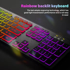 Clavier de jeu pour ordinateur, rétroéclairé RGB, silencieux, filaire, USB, pour bureau et maison, russe, français, espagnol, allemand, arabe, anglais