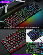 Clavier de jeu à sensation mécanique, rétroéclairage RGB, clavier filaire USB, pour bureau, maison, touches multimédias, russe, espagnol, arabe, anglais