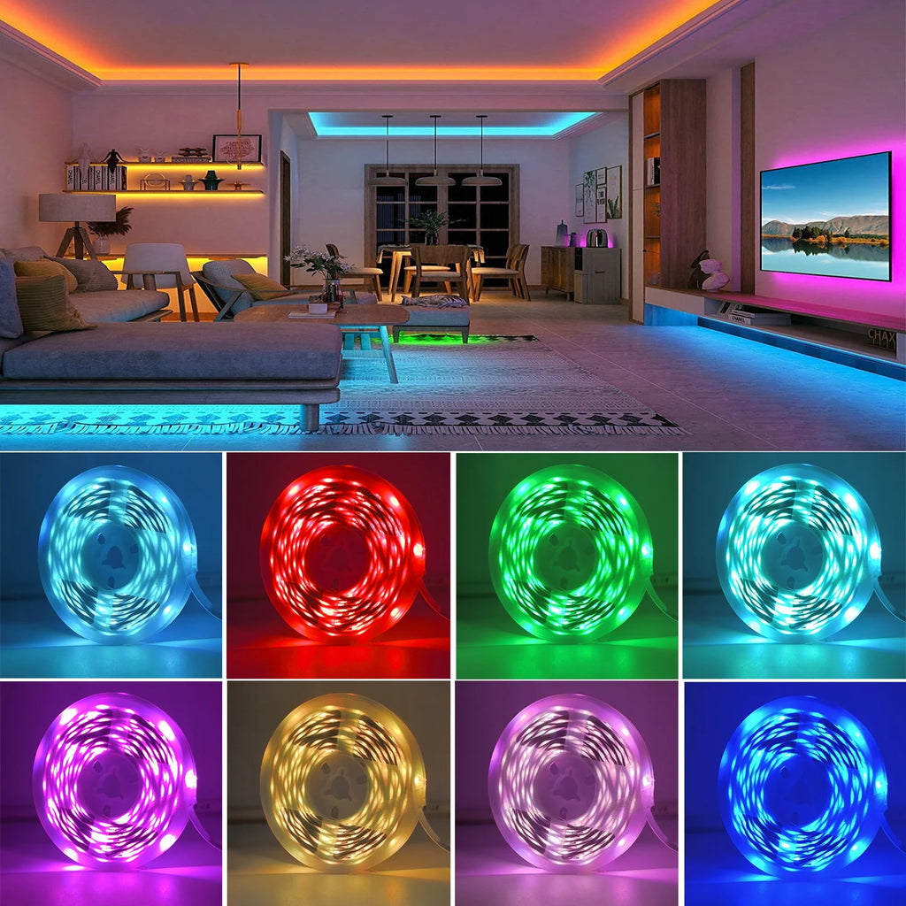 Bande lumineuse LED RVB flexible, 5m, 10m, 20m, 30m, ruban lumineux pour chambre à coucher, décoration de chambre