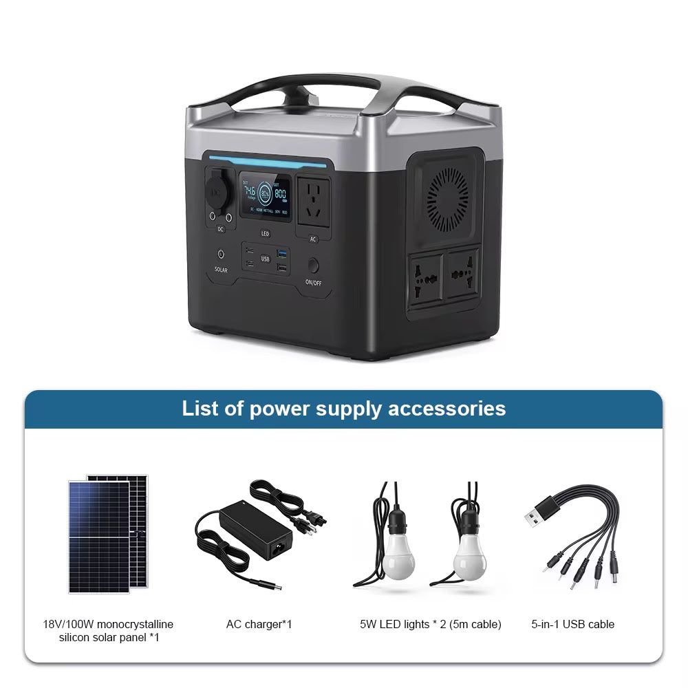 Générateur Solaire Hybride 500W Rechargeable par Soleil et Courant – Batterie Lithium Longue Durée